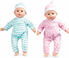 Melissa & Doug Mine to Love Twins Luke & Lucy 15” Light Skin-Tone Boy and Girl Baby Dolls with Rompers, Caps, Pacifiers
