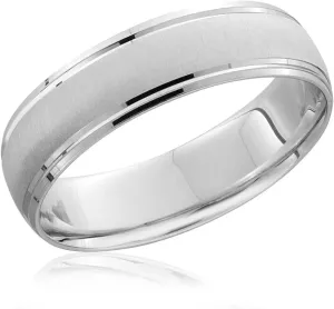 Mens 950 Platinum 6mm Brushed Wedding Band Ring