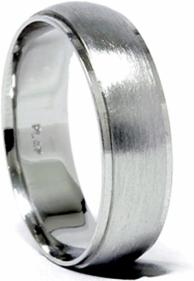 Mens 950 Platinum 6mm Brushed Wedding Band Ring New