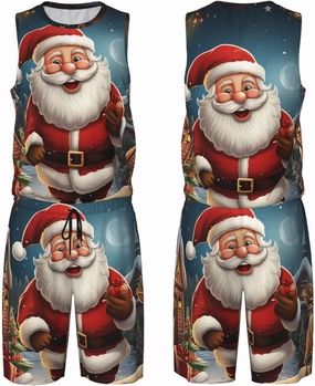 Mens Basketball Jerseys Santa Christmas Zoom Uniform Suit Mesh Sports Jersey Outfits T-Shirt and Short Sets