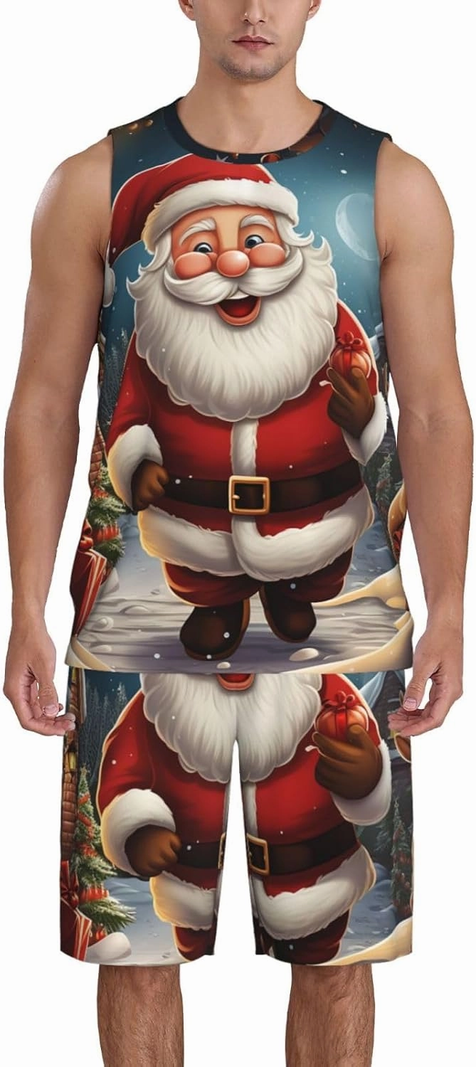Mens Basketball Jerseys Santa Christmas Zoom Uniform Suit Mesh Sports Jersey Outfits T-Shirt and Short Sets