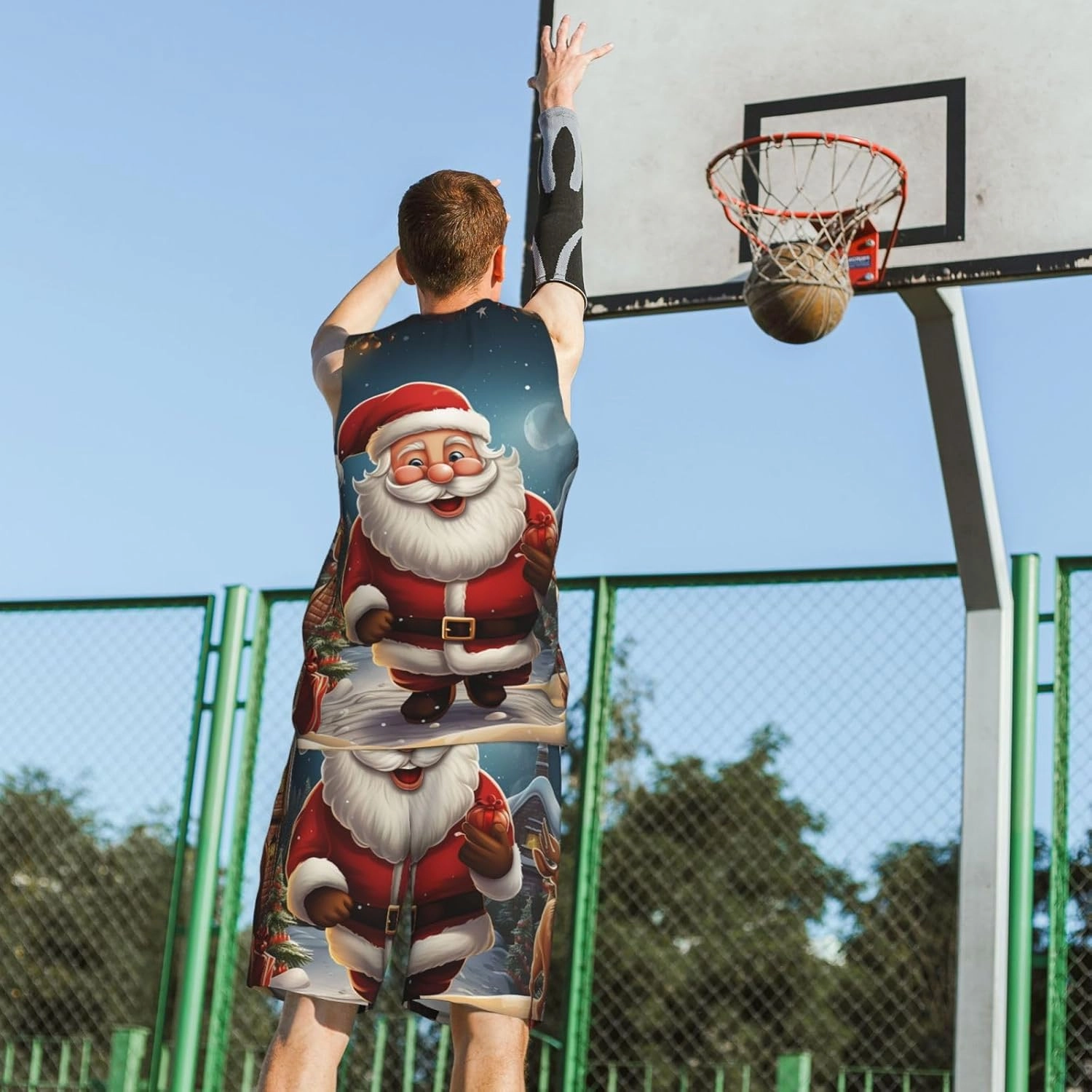 Mens Basketball Jerseys Santa Christmas Zoom Uniform Suit Mesh Sports Jersey Outfits T-Shirt and Short Sets