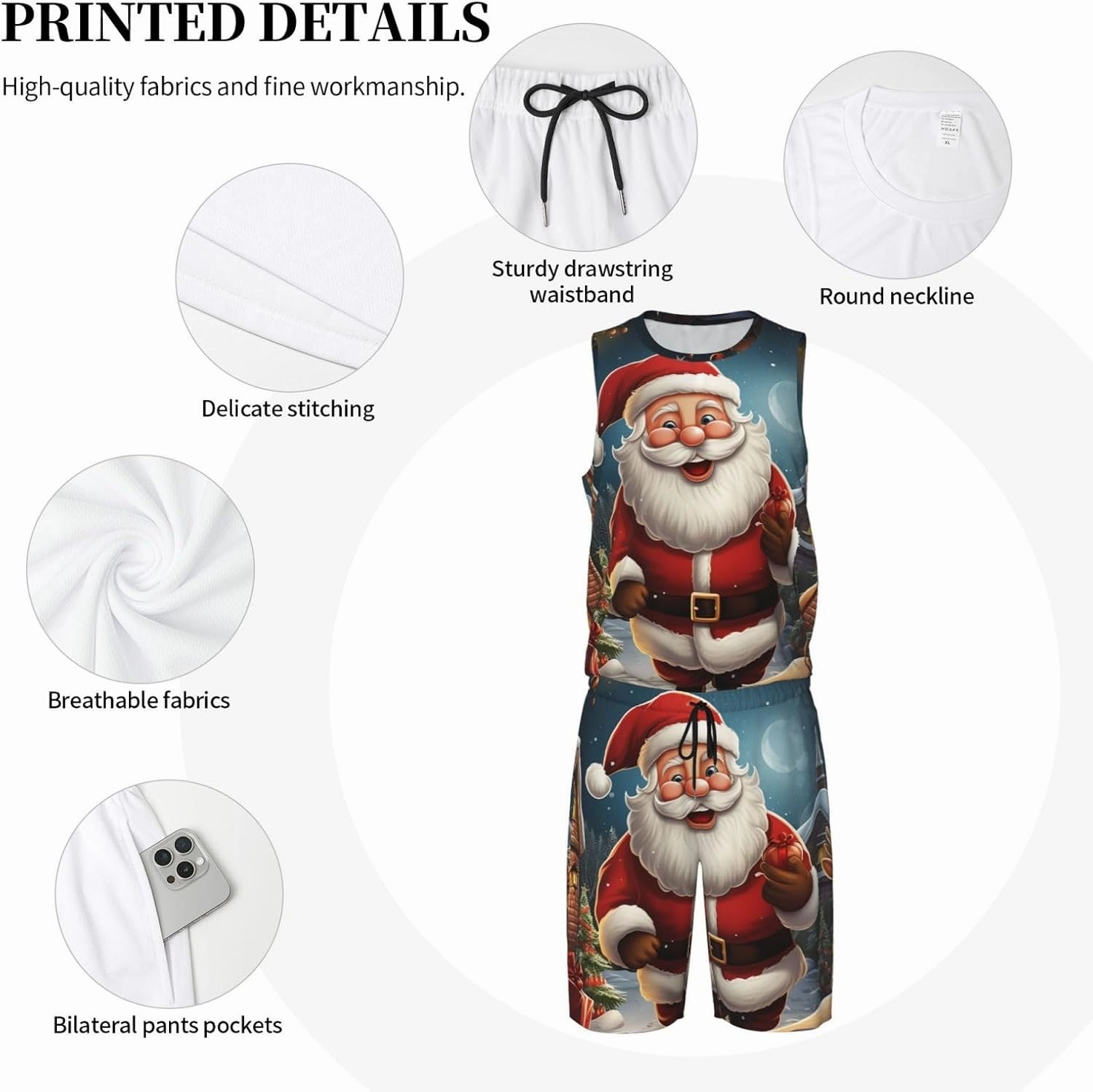 Mens Basketball Jerseys Santa Christmas Zoom Uniform Suit Mesh Sports Jersey Outfits T-Shirt and Short Sets