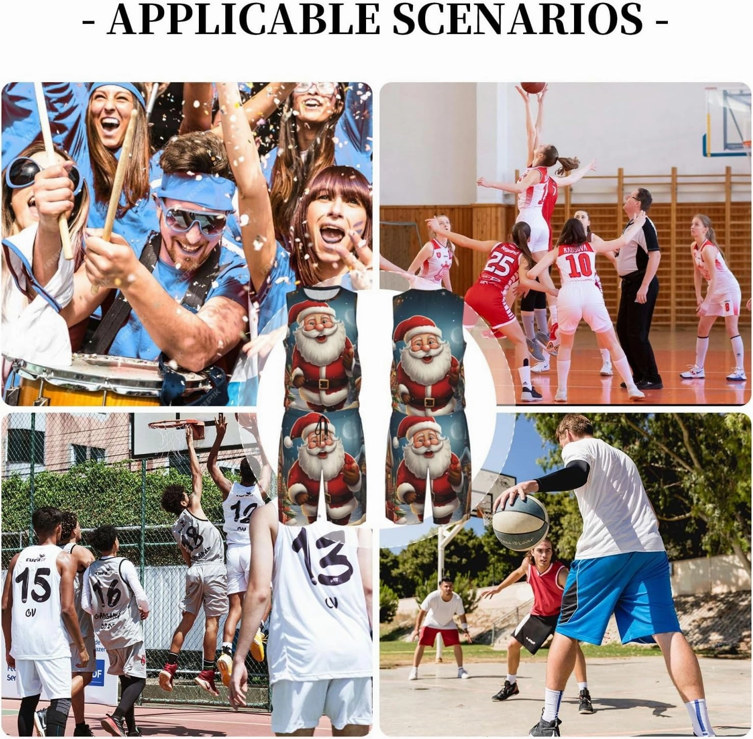 Mens Basketball Jerseys Santa Christmas Zoom Uniform Suit Mesh Sports Jersey Outfits T-Shirt and Short Sets