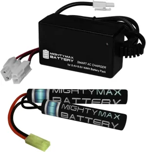 Mighty Max Battery 8.4V 1600mAh Butterfly Replaces KWA KM4 SR10 2GX M4 AEG   8V Charger