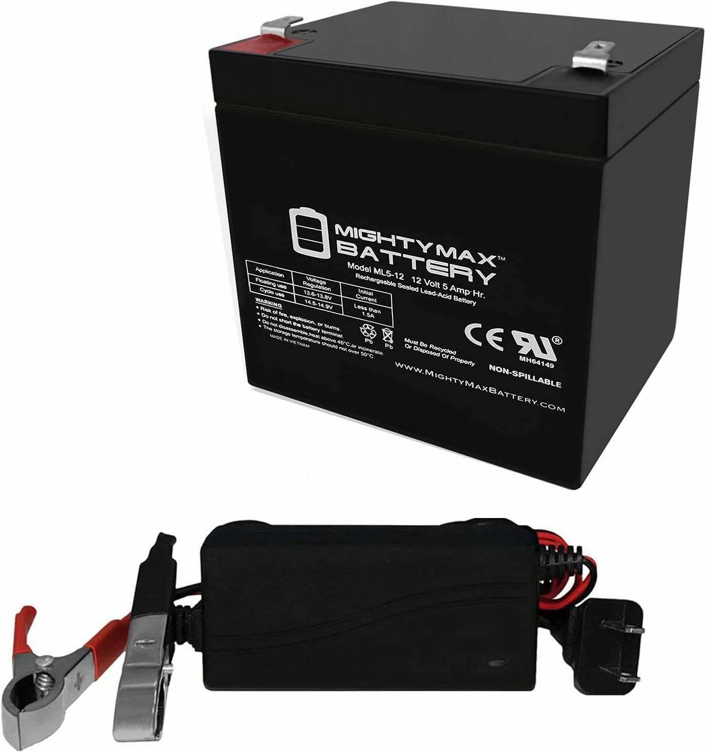 Mighty Max Battery 12V 5AH Replacement Battery for Mini-X XC50GTB Scooter   12V Charger