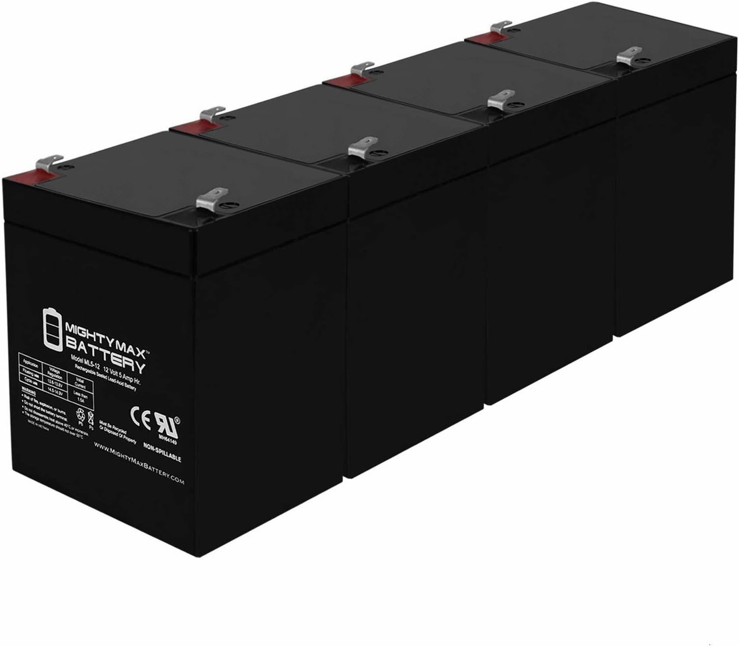 Mighty Max Battery 12V 5AH SLA Battery Replacement for Mini-X XC50GTB Scooter - 4 Pack