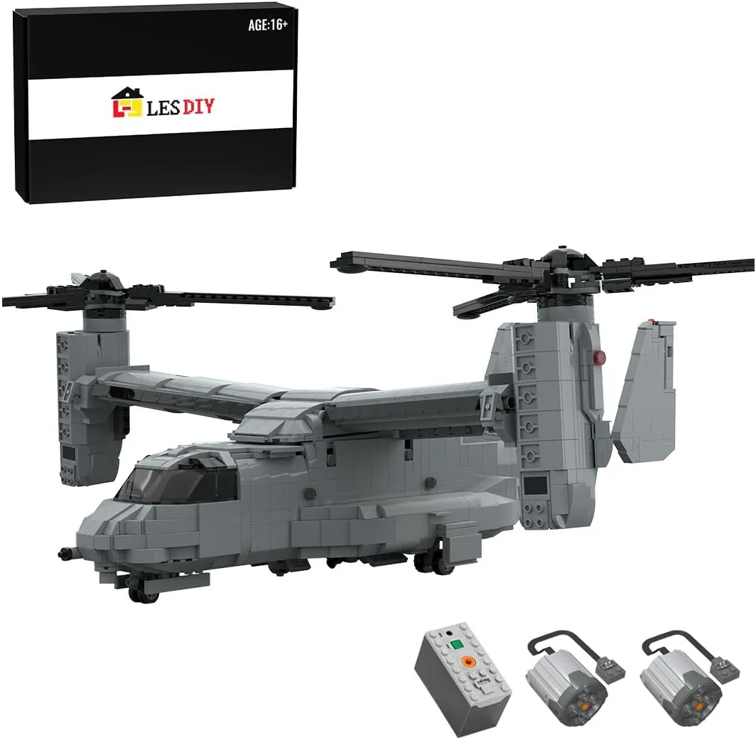 Military V-22 Osprey Tiltrotor Aircraft Building Blocks with Plane/Helicopter Mode, 2264 Pieces Military Airplane Building Set Gift for Teens & Adults, Xmas Gift 2024- Dynamic Version