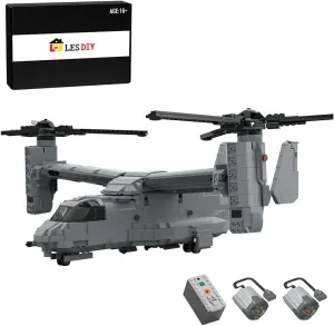 Military V-22 Osprey Tiltrotor Aircraft Building Blocks with Plane/Helicopter Mode, 2264 Pieces Military Airplane Building Set Gift for Teens & Adults, Xmas Gift 2024- Dynamic Version