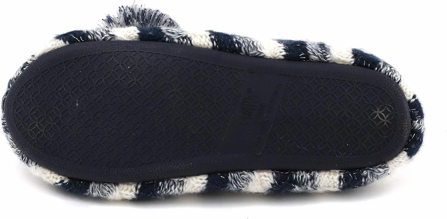 Millffy Women's Knitted Slippers Memory Foam Fuzzy pom Ball Hosue Bedroom Ladies Girls Jelly Slides