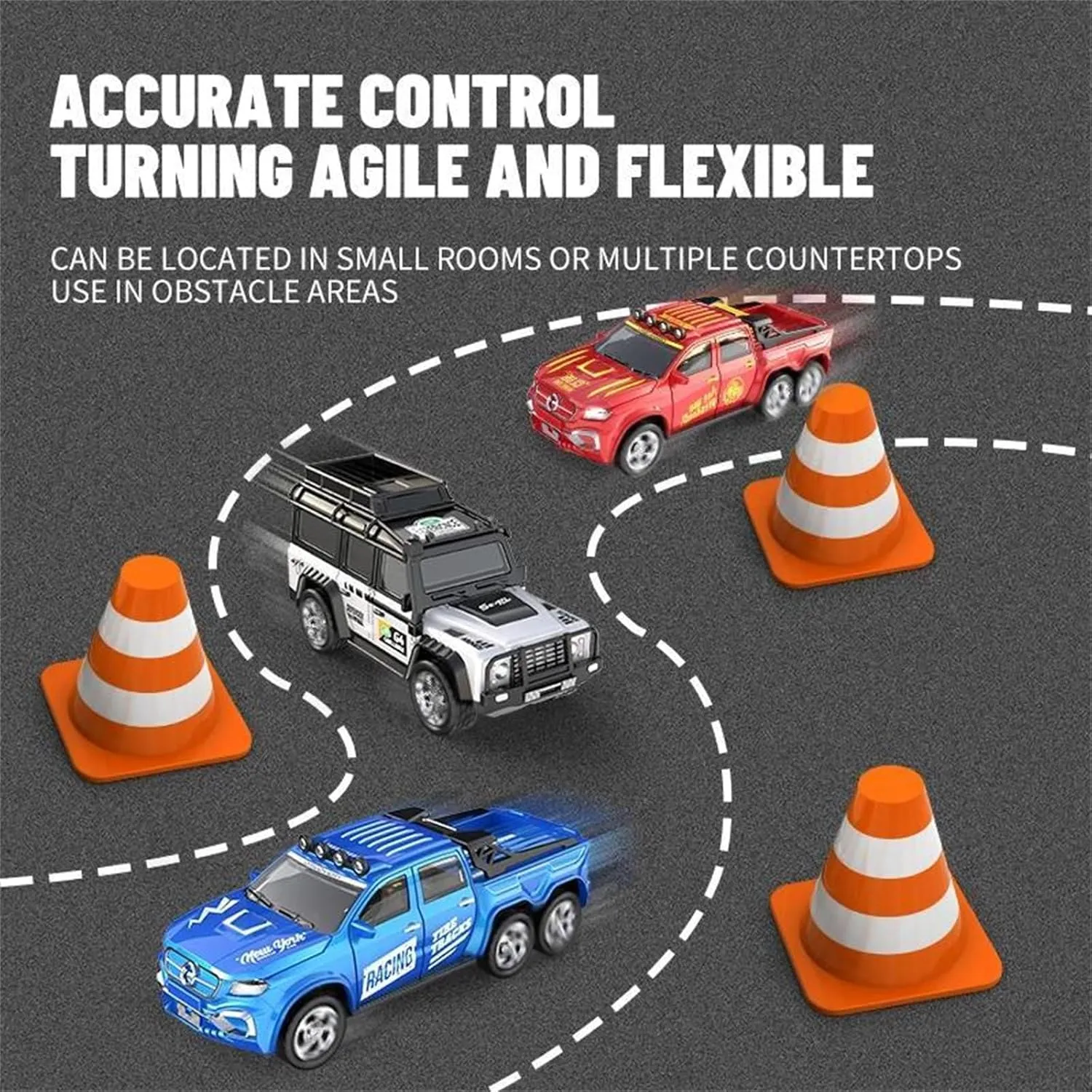 Mini Rc Drift Car, 1/64 Scale Alloy Truck, Remote Control 4x4 Off-Road Vehicle, USB Rechargeable, Mini Toys for Kids Adult