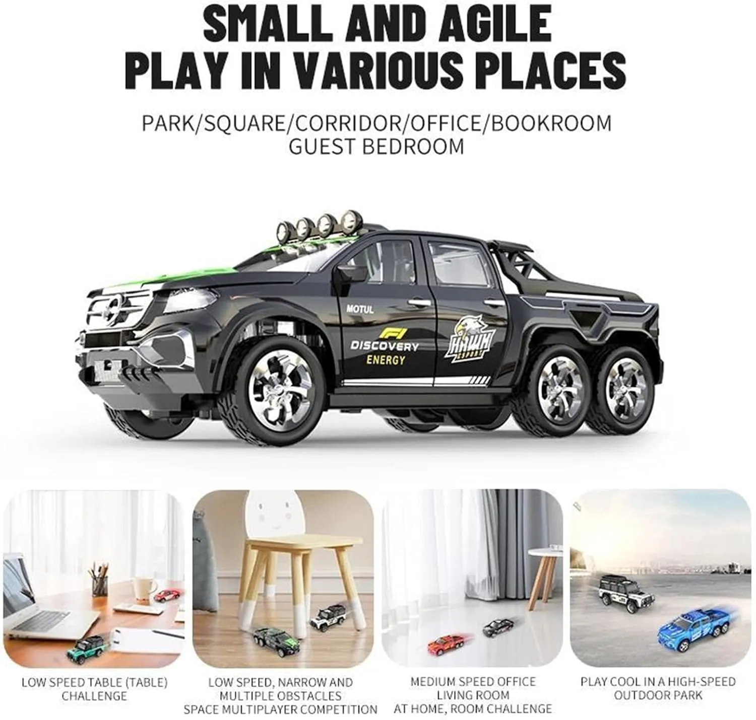 Mini Rc Drift Car, 1/64 Scale Alloy Truck, Remote Control 4x4 Off-Road Vehicle, USB Rechargeable, Mini Toys for Kids Adult