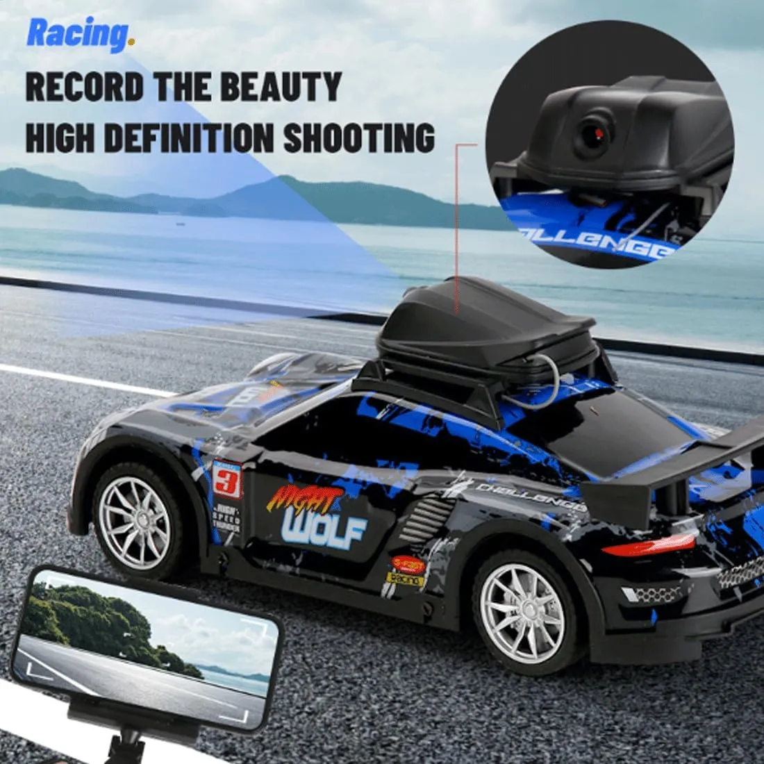 Mini RC Drift Car with App-Controlled, 2.4G 4CH RC Car with LED Lights & HD Camera, RC Racing Toy for Hobbyist