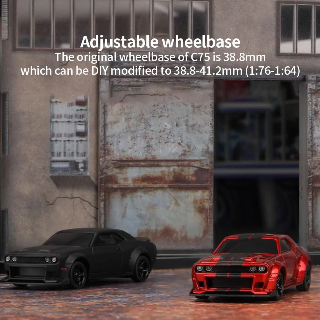 Mini Remote Control Car RC Drift - Turbo Racing C75 1:76 Scale 4CH Fast RC Cars with Led Lights, RTR RC Electric Rear-Drive Car Model Desktop for Teens and Adults Gift