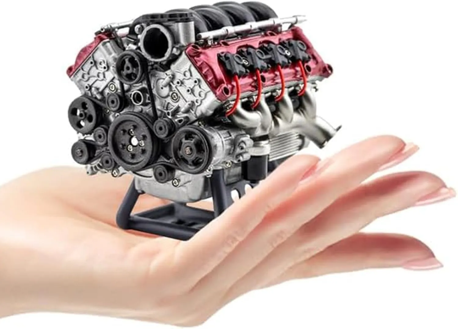 Mini V8 Engine Kits That Runs, MAD Small Engine Kit for Adults to Build V8 Engines Suit for RC Cars AX90104 SCX10Ⅱ Capra VS4-10 Pro/Ultra, High Simulation Educational Toy (V8 Engine)