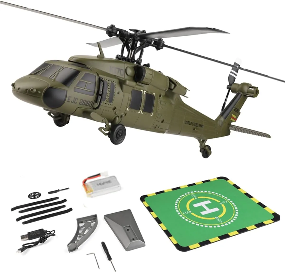 Mini WL K170 Black Hawkk Helicopter for Adults, WL K170 Black Hawkk UH-60L 170 2.4G 4CH Flybarless RC Helicopter, Outdoor Hobby RC Toy Model (RTF Version)