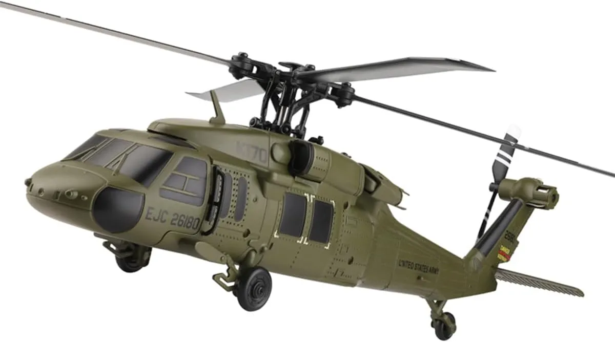 Mini WL K170 Black Hawkk Helicopter for Adults, WL K170 Black Hawkk UH-60L 170 2.4G 4CH Flybarless RC Helicopter, Outdoor Hobby RC Toy Model (RTF Version)