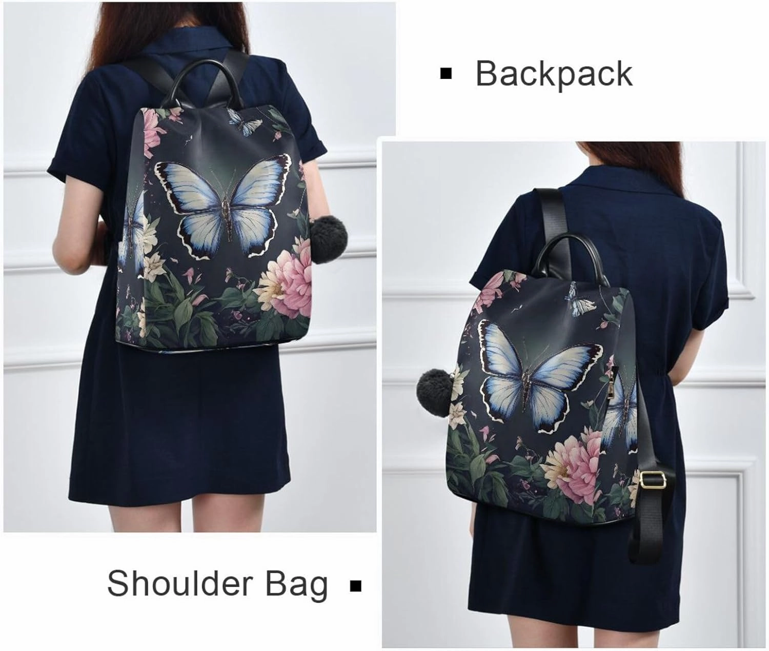 Mini Backpack Women Travel Handbag Shoulder Bag Anti Theft Backpack for women for Outing Shopping Traveling Going Out Butterfly Pattern 2