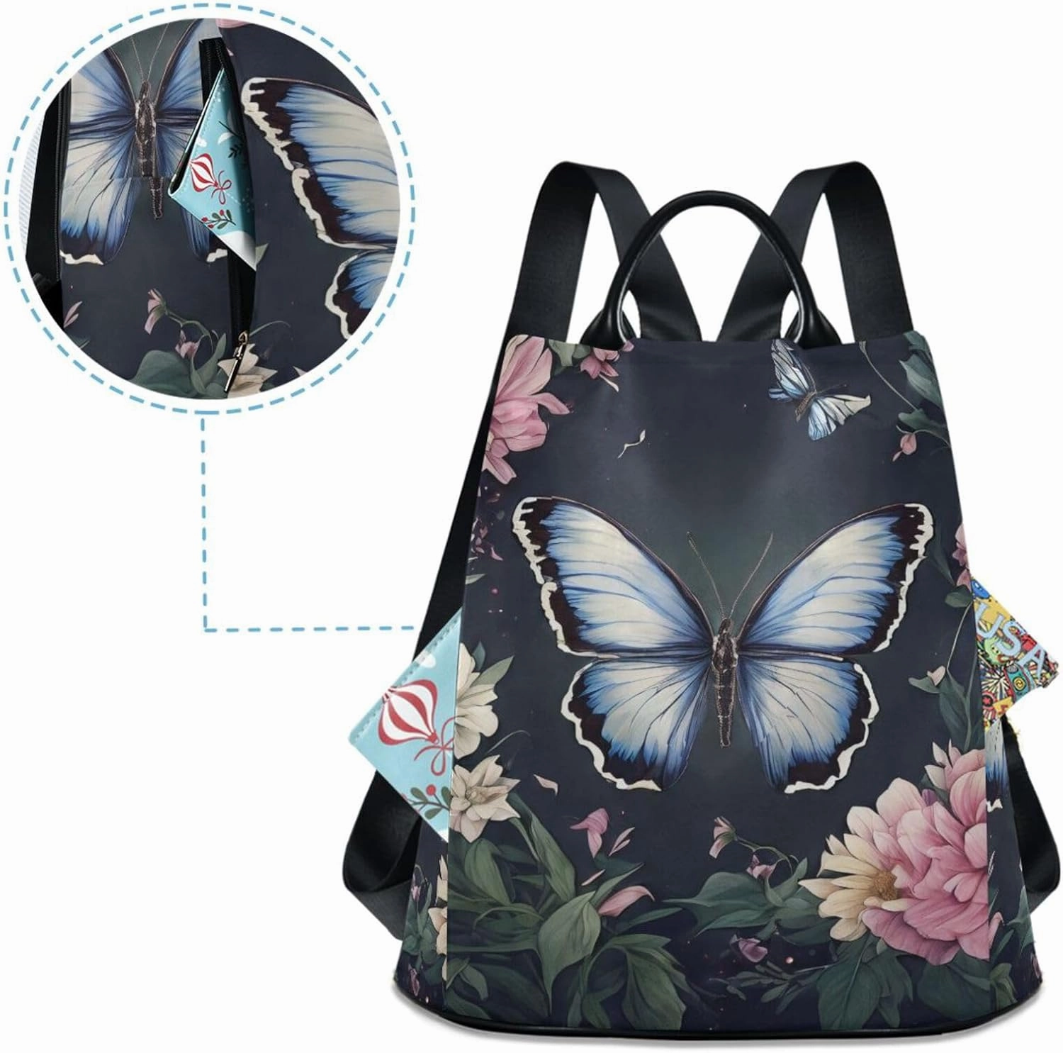 Mini Backpack Women Travel Handbag Shoulder Bag Anti Theft Backpack for women for Outing Shopping Traveling Going Out Butterfly Pattern 2
