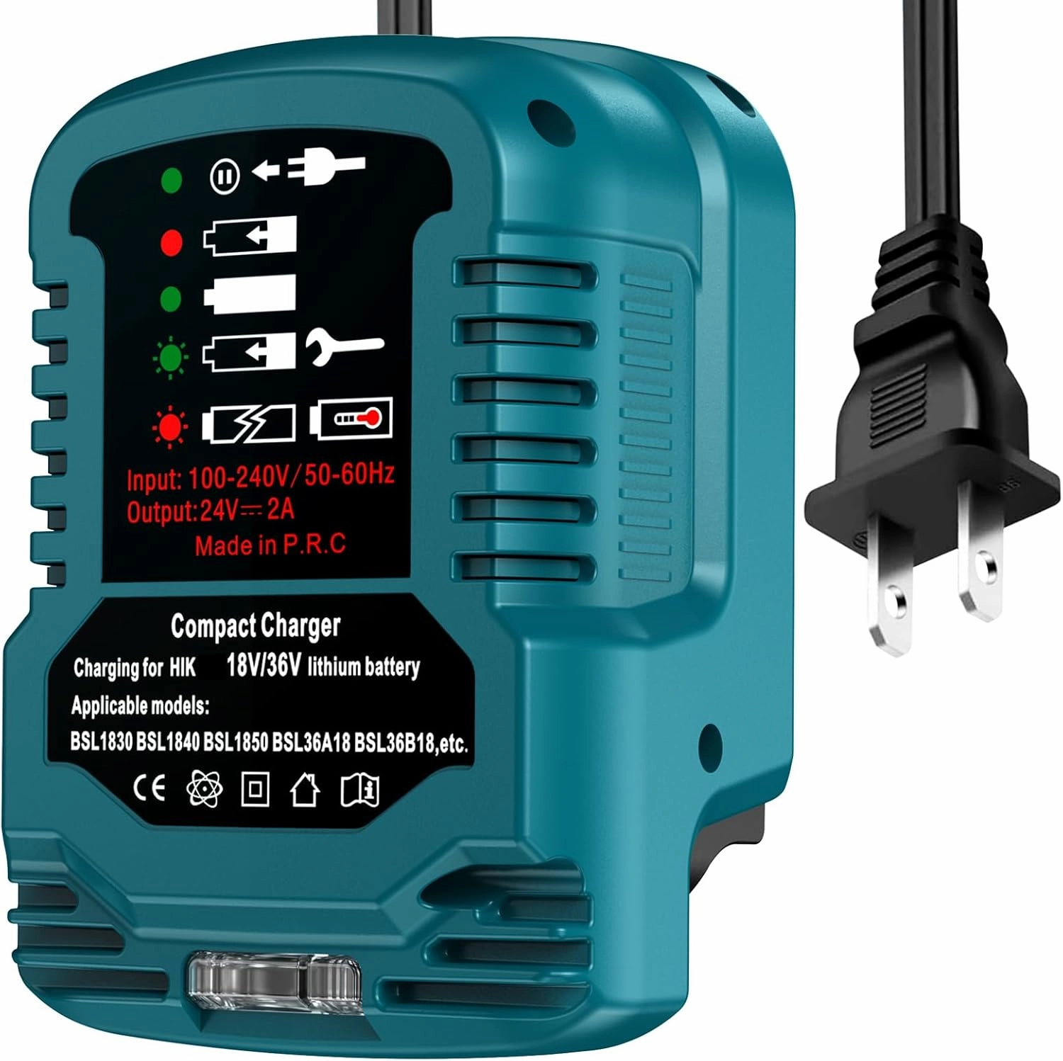 Mini Charger for Hitachi 18V 36V BSL1815 BSL1820 BSL1825 BSL1840 BSL1850 BSL1860 Battery Charger, 2A with LED Charger Station