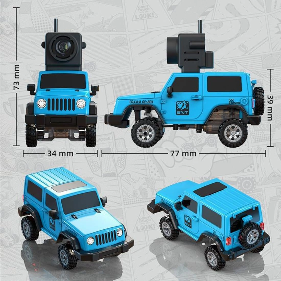 Mini Off-Road Vehicle with FPV Camera, 1/64 Scale 2.4G Full Proportional RC Electric 4WD Climbing Car Remote Control Drift Car Gift (FPV Goggles Version)