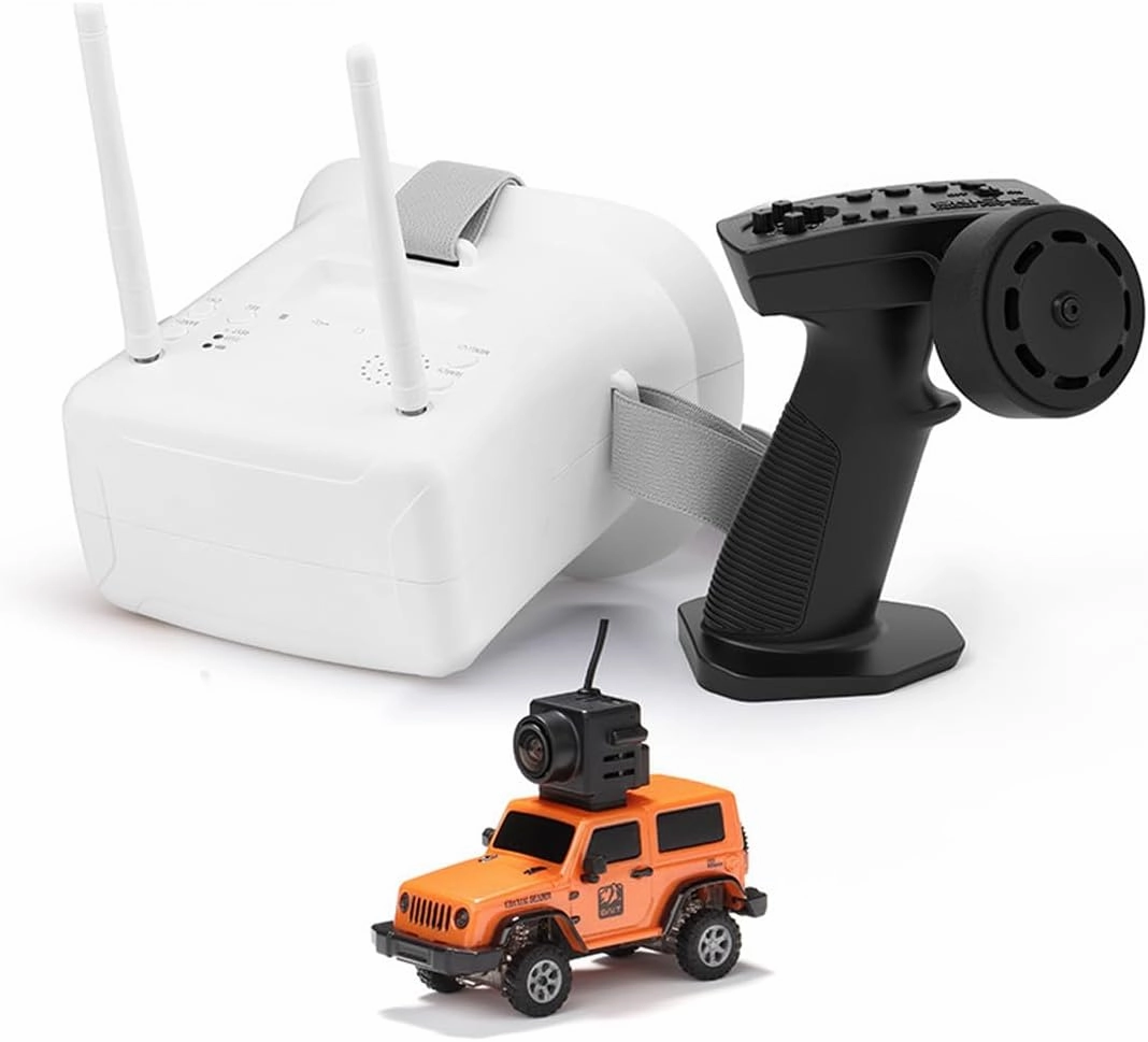 Mini Off-Road Vehicle with FPV Camera, 1/64 Scale 2.4G Full Proportional RC Electric 4WD Climbing Car Remote Control Drift Car Gift (FPV Goggles Version)