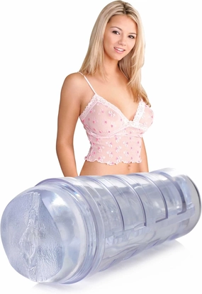 Mistress Julie Diamond Deluxe Pussy Stroker Toy for Men, Women, and Couples, Adult Sex Pleasure Toys, Male Masturbators Realistic Textured Pocket Pussy - Clear Stroker