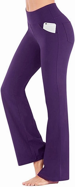 Mmoneyake Women's Yoga Pants with Pockets for Women Bootcut Wide Leg Pants Stretch Tummy Control High Waisted Workout Pants