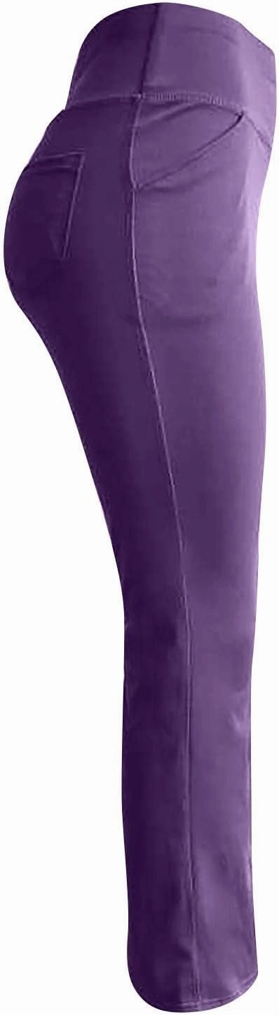 Mmoneyake Women's Yoga Pants with Pockets for Women Bootcut Wide Leg Pants Stretch Tummy Control High Waisted Workout Pants