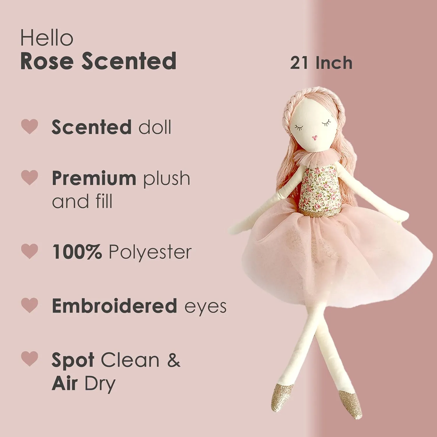 MON AMI Rose Scented Designer Plush Doll – 21”, Fun Adorable Stuffed Toy for Kids of All Ages, Use as Toy or Room Décor