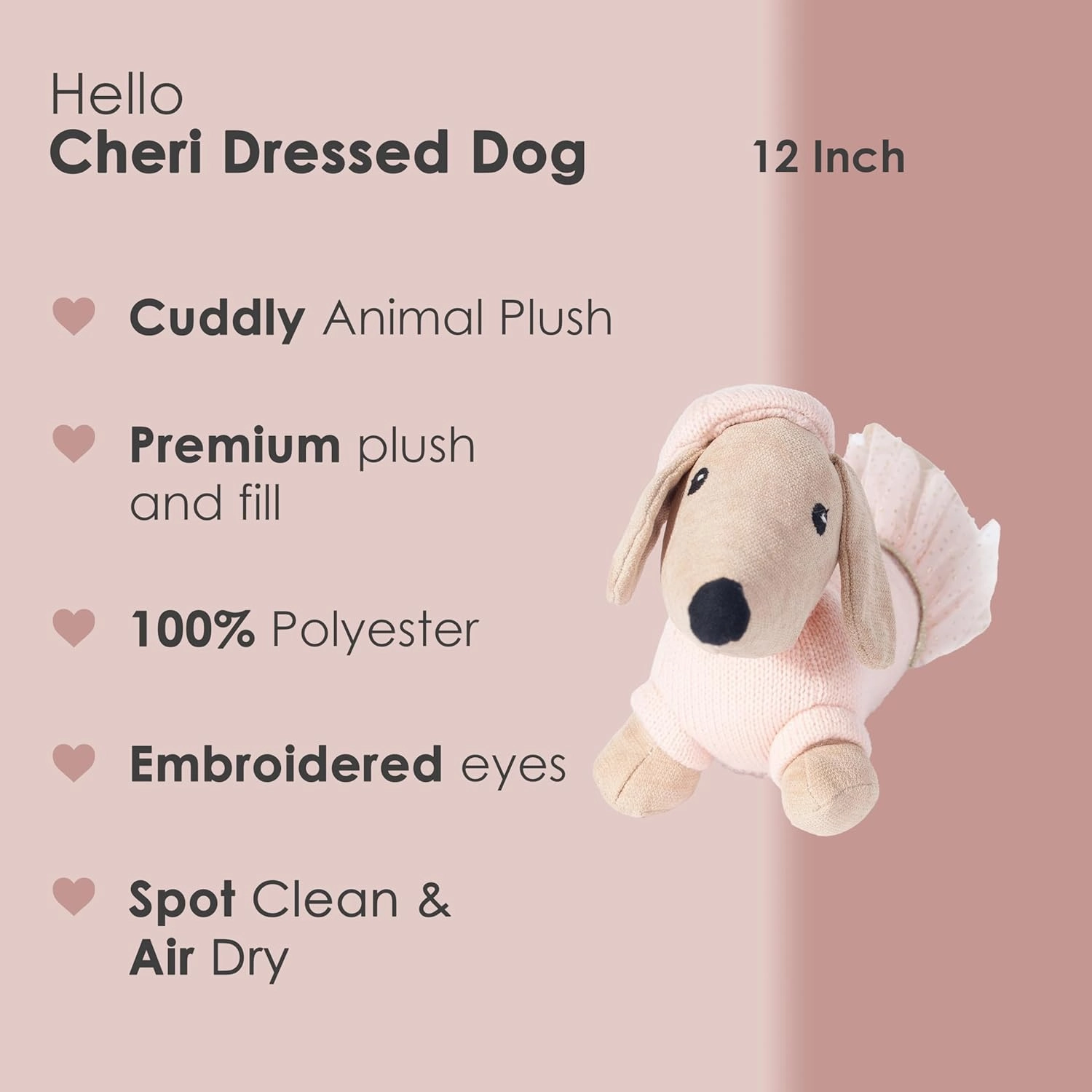 MON AMI Mon Cheri Dressed Dog Stuffed Animal – 12”, Soft & Cuddly Plush Animal, Use as Toy or Room Decor, Great Gift for Kids of All Ages