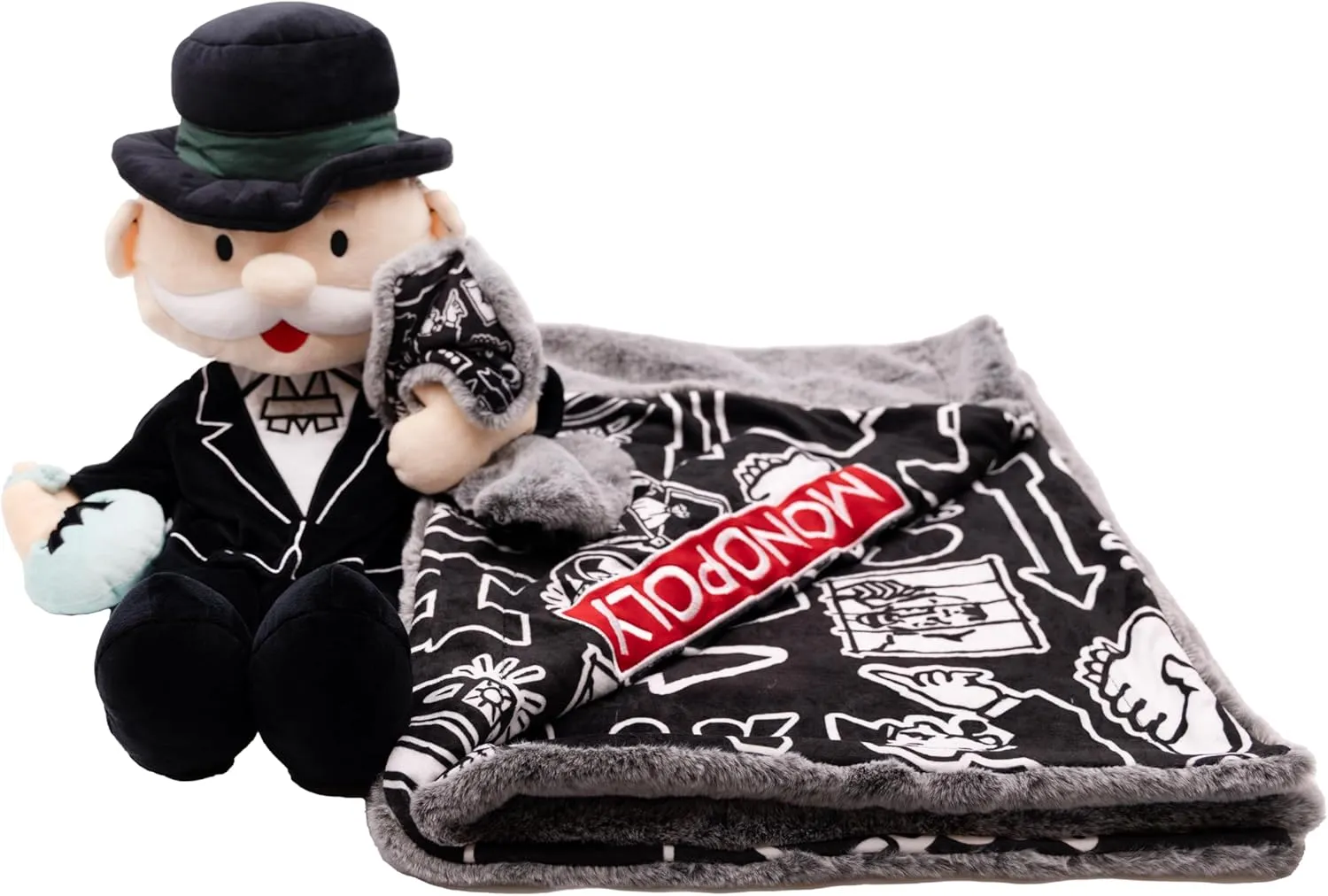 Monopoly Blankie Bestie Stuffed Animal Ultra Soft Blanket Sensory Fabric Newborn Baby Infant Toddler Kids Toy Plushie Stocking Stuffer