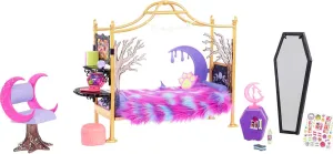 Monster High Playset, Clawdeen Wolf Bedroom with Doll House Furniture & Toy Accessories Like Spooky Decor & Snacks, Sticker Sheet