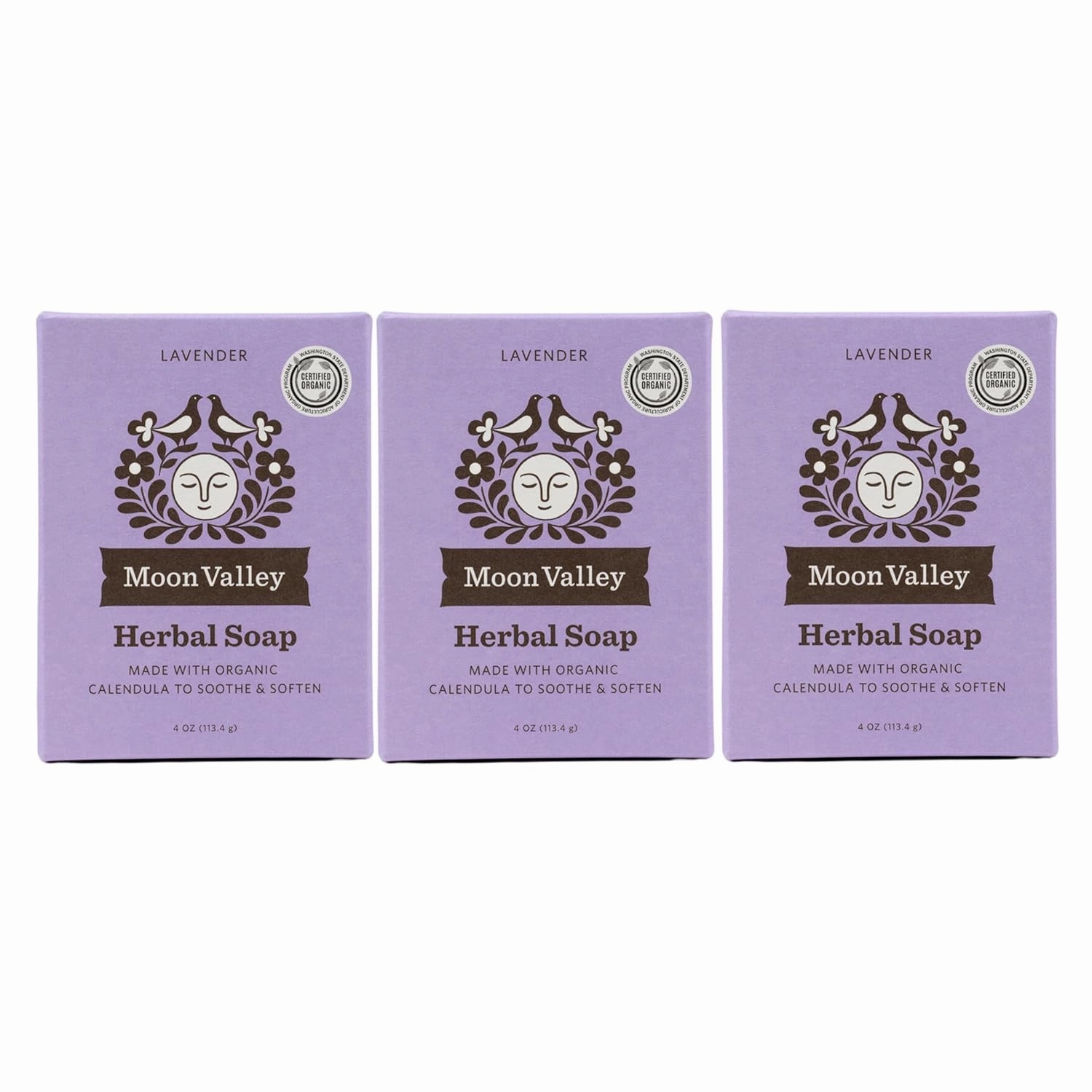 Moon Valley Organics Natural Body Wash and Face Wash Soap Bar Natural Bar Soap, Pack of 3, Lavender