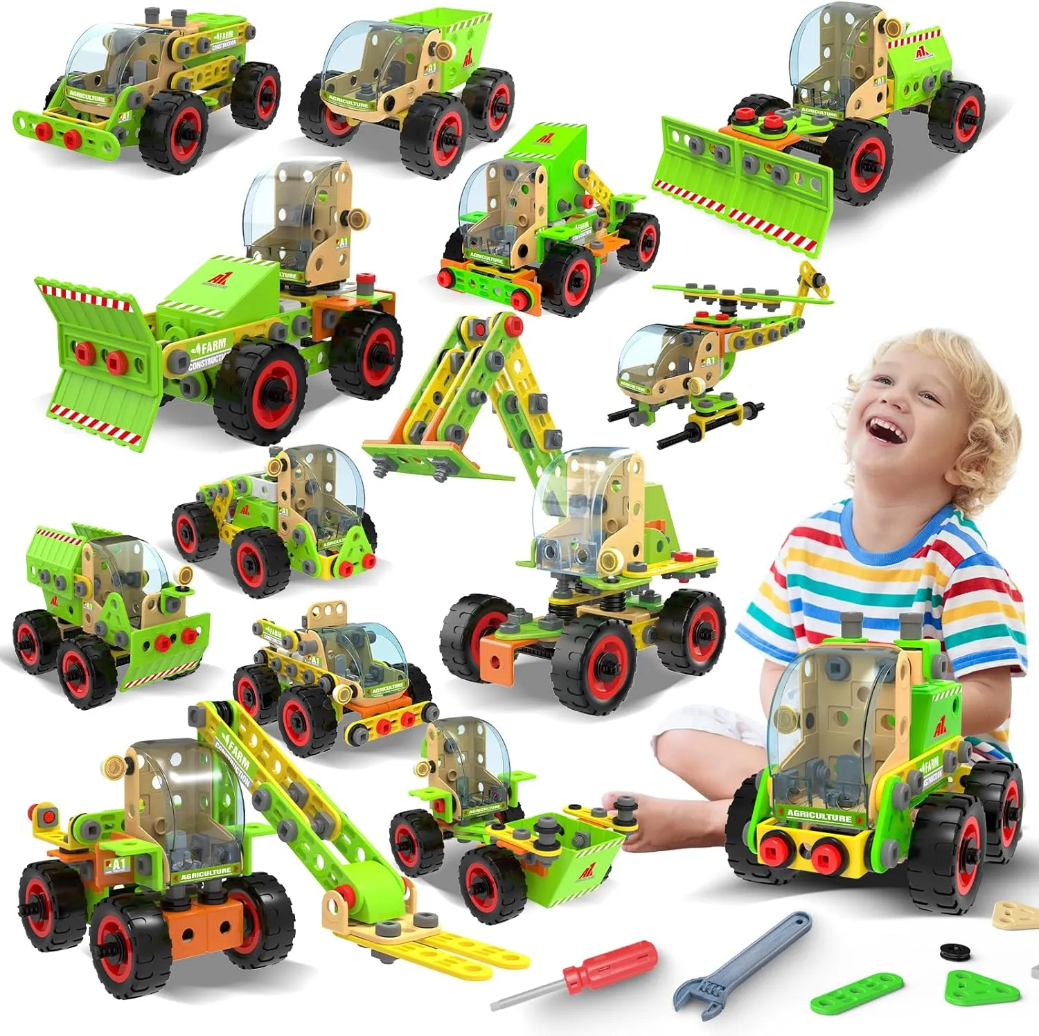 MOONTOY 14-in-1 Building Stem Toy Set for 4 5 6 7 8 9  Year Old Boy Birthday Gifts, STEM Toy Educational Engineering Kit, Building Toys for Kids Ages 4-8 5-7 6-8 Creative Games Boy