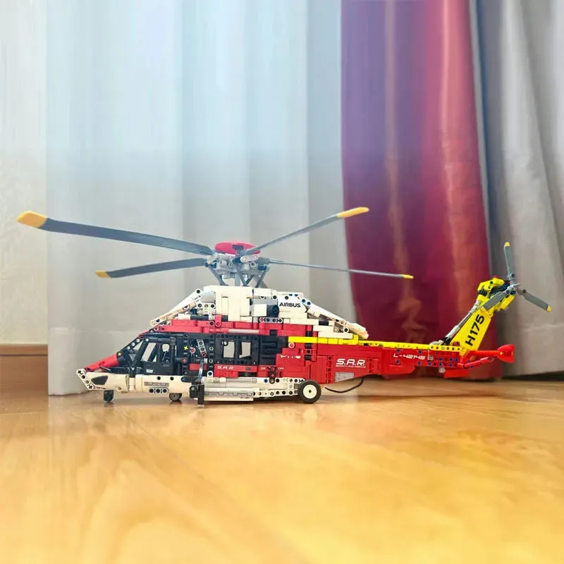 Motorized Airbus H175 Rescue Helicopter Bricks MOC Toy