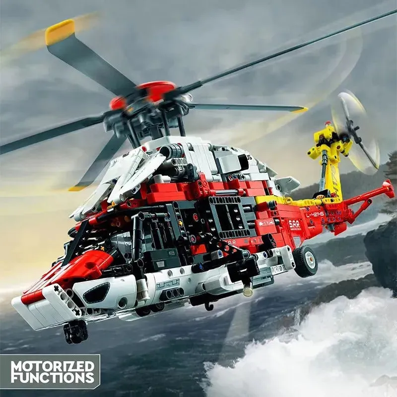 Motorized Airbus H175 Rescue Helicopter Bricks MOC Toy