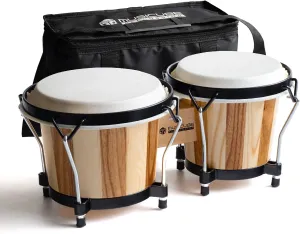 MUSICUBE Bongo Drums for Kids Adults Professional 6” and 7” Tunable Hand-Crafted Bongo Drum Percussion Instrument with Tuning Wrench and Storage Bag (Natural Skin)