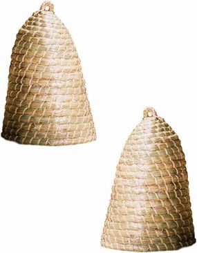 MY SWANKY HOME Natural 27 Inch Palm Seagrass Dome Set 2 Old Fashioned Rustic Indoor Outdoor