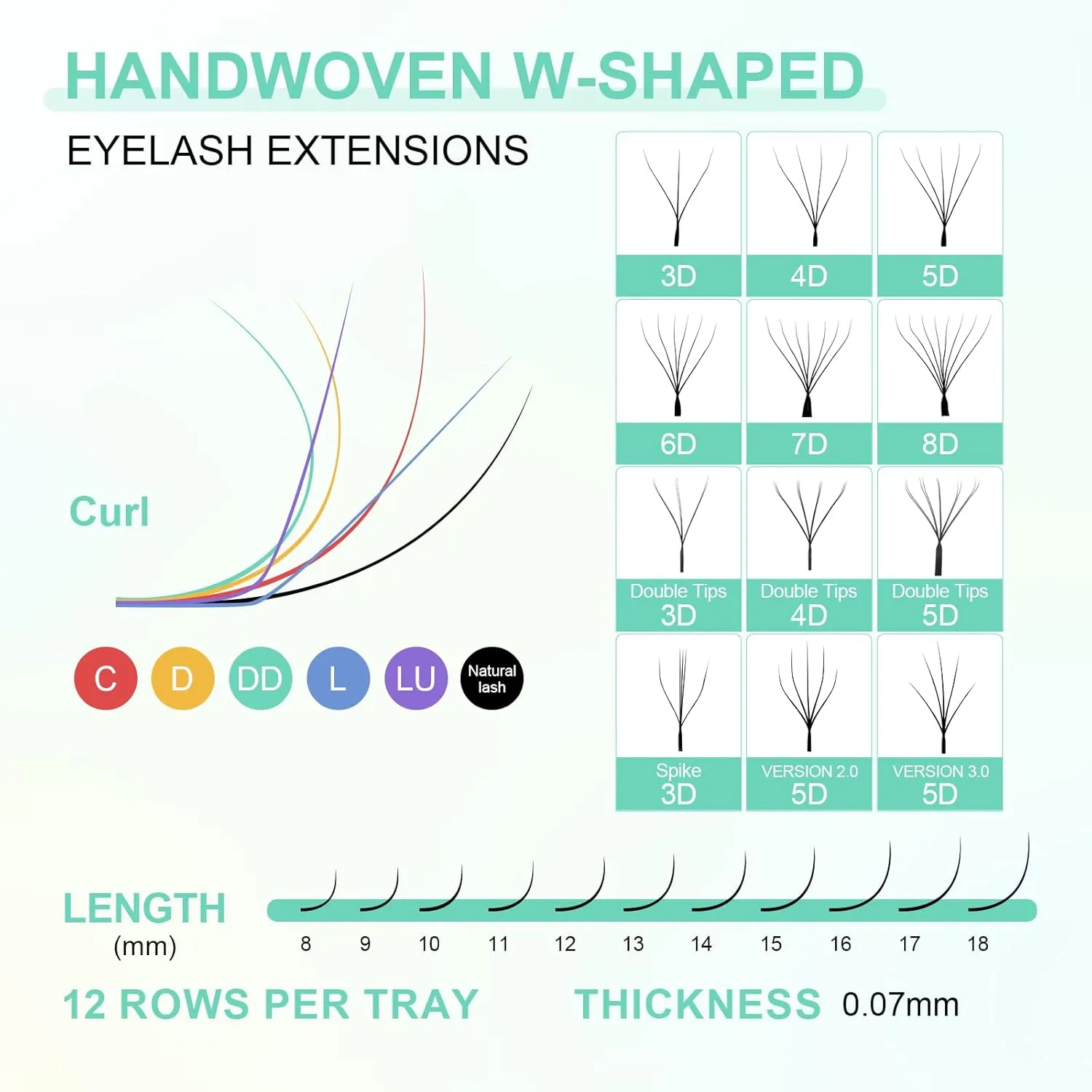 NAGARAKU 5D W Shape Eyelash Extension Supplies Natural Soft Volume 0.07mm D curl 8-15mm Mix Premade Fans Faux Mink Matte Black Cluster Easy Fanning False Lashes