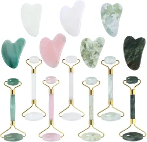 Natural Jade Roller Gua Sha Set Facial Massage,Crystal Set