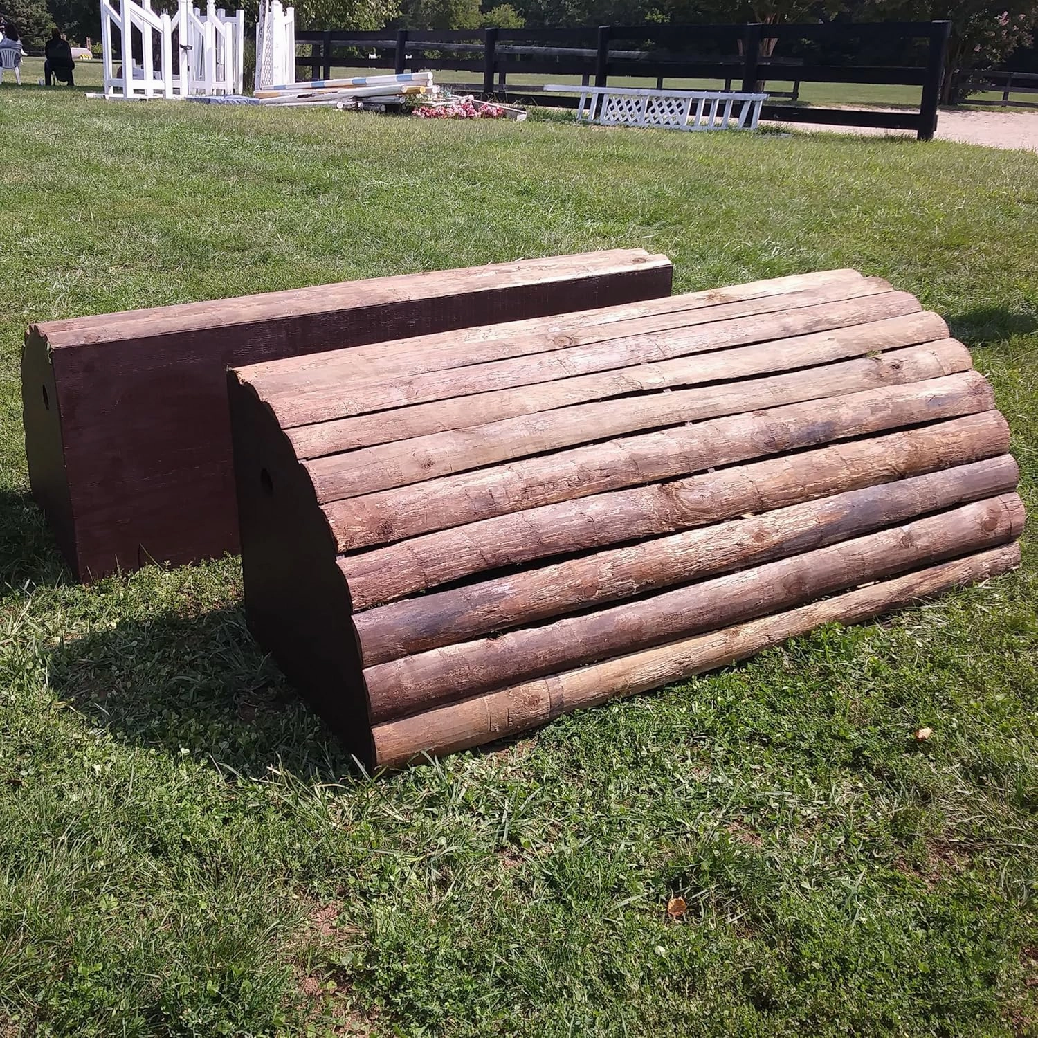 Natural Bark Roll Top Wall Horse Jumps Set/2