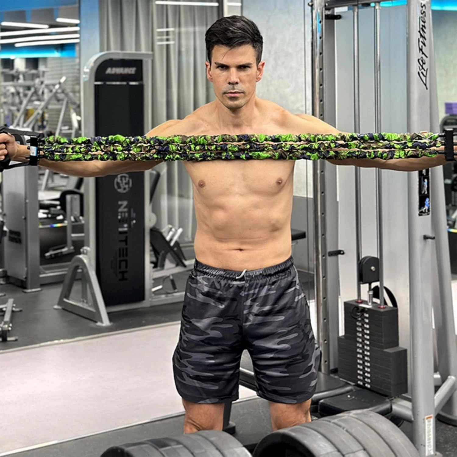 Natural Latex 3-Hole Resistance Stretcher, Men Heavy Exercise Bands with Handles, Elasticity & Tear Resistant Exercise Bands, Exercising Bands for Strength Training, Stretching