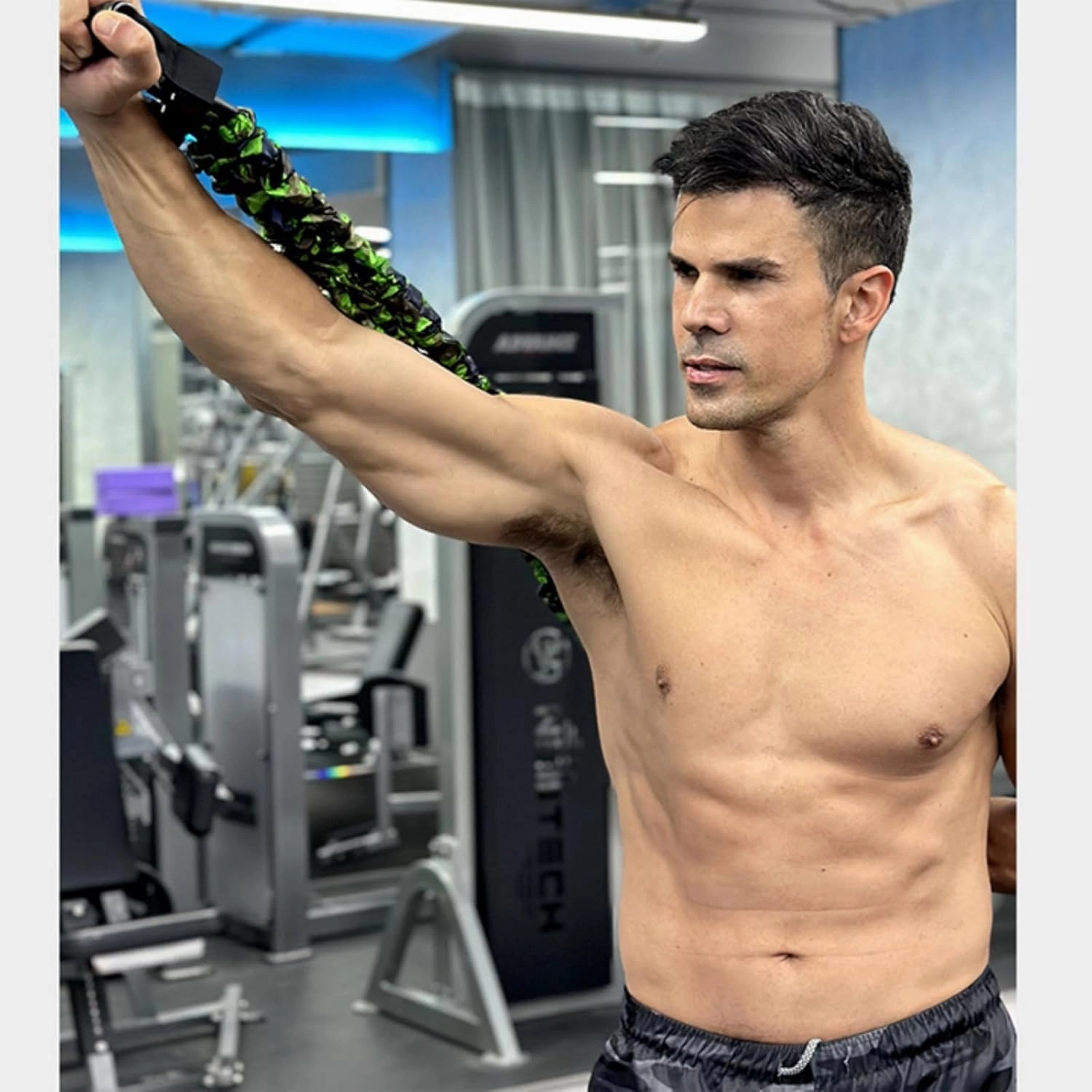 Natural Latex 3-Hole Resistance Stretcher, Men Heavy Exercise Bands with Handles, Elasticity & Tear Resistant Exercise Bands, Exercising Bands for Strength Training, Stretching