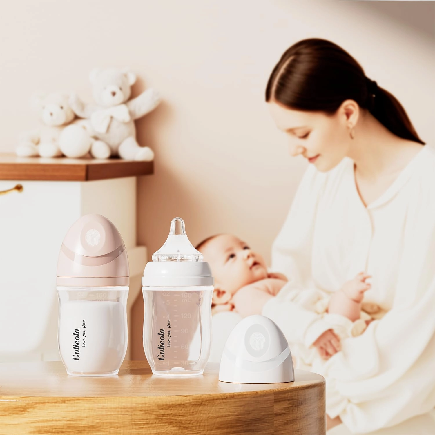 Natural PP Baby Breastfeeding Bottles Newborn Set 2 Pack, Slow Flow Nipples, 0 Months  , 5 oz - Pink