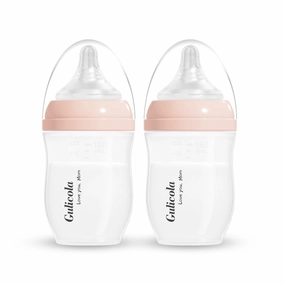 Natural PP Baby Breastfeeding Bottles Newborn Set 2 Pack, Slow Flow Nipples, 0 Months  , 5 oz - Pink