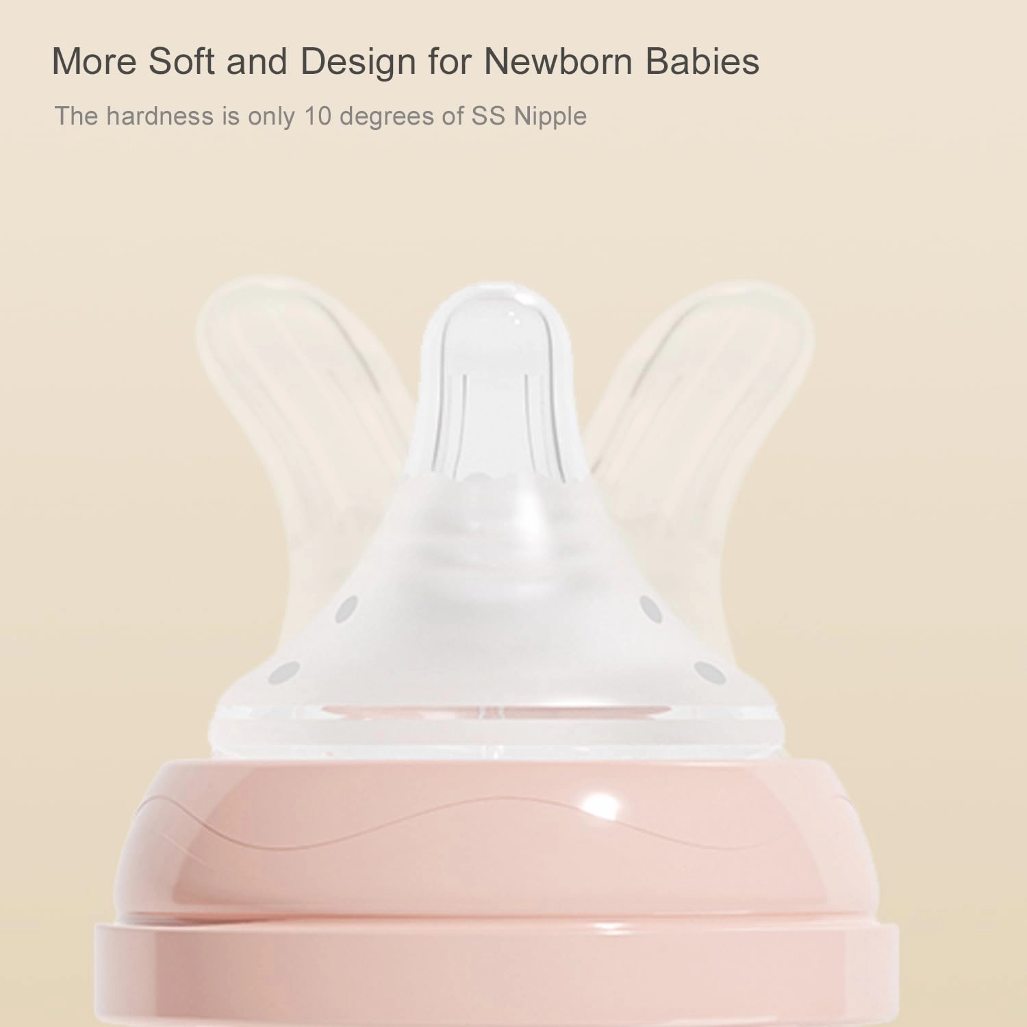 Natural PP Baby Breastfeeding Bottles Newborn Set 2 Pack, Slow Flow Nipples, 0 Months  , 5 oz - Pink