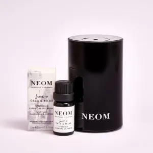 NEOM- Portable Wellbeing Pod Mini Oil Diffuser Black & Sensuous Essential Oil Blend 10 ml…