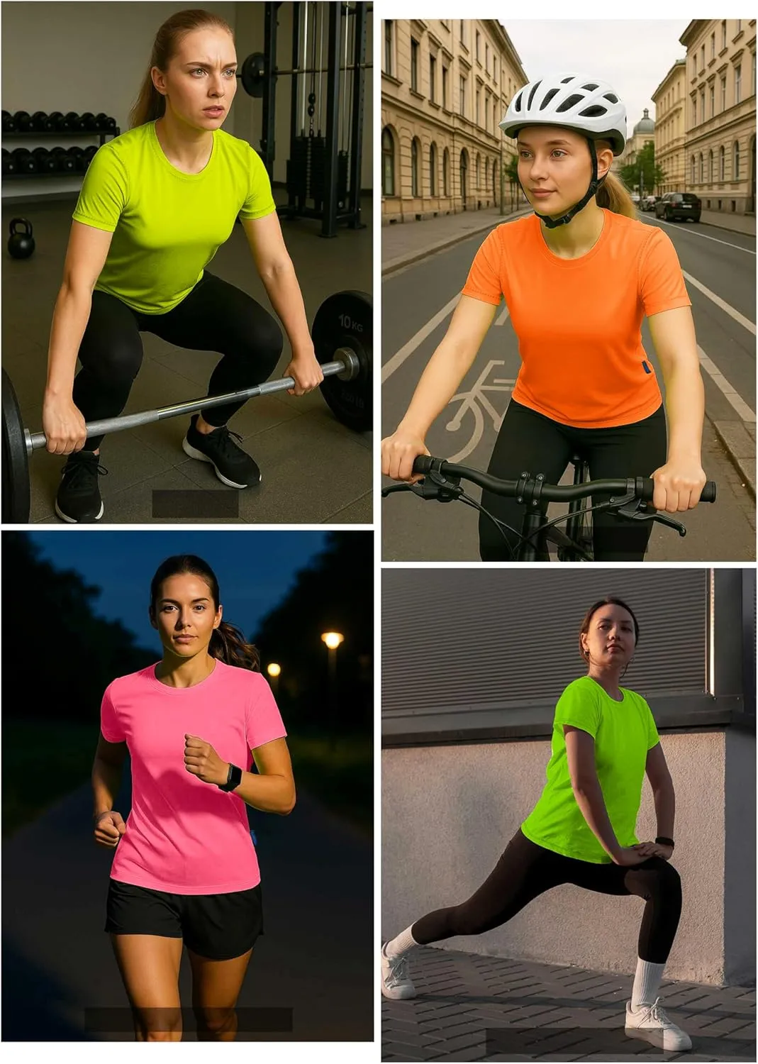 Neon Athletic Dry Fit Shirts Women Casual Short Sleeve Workout Running High Visibility Yoga Tshirt for Womens