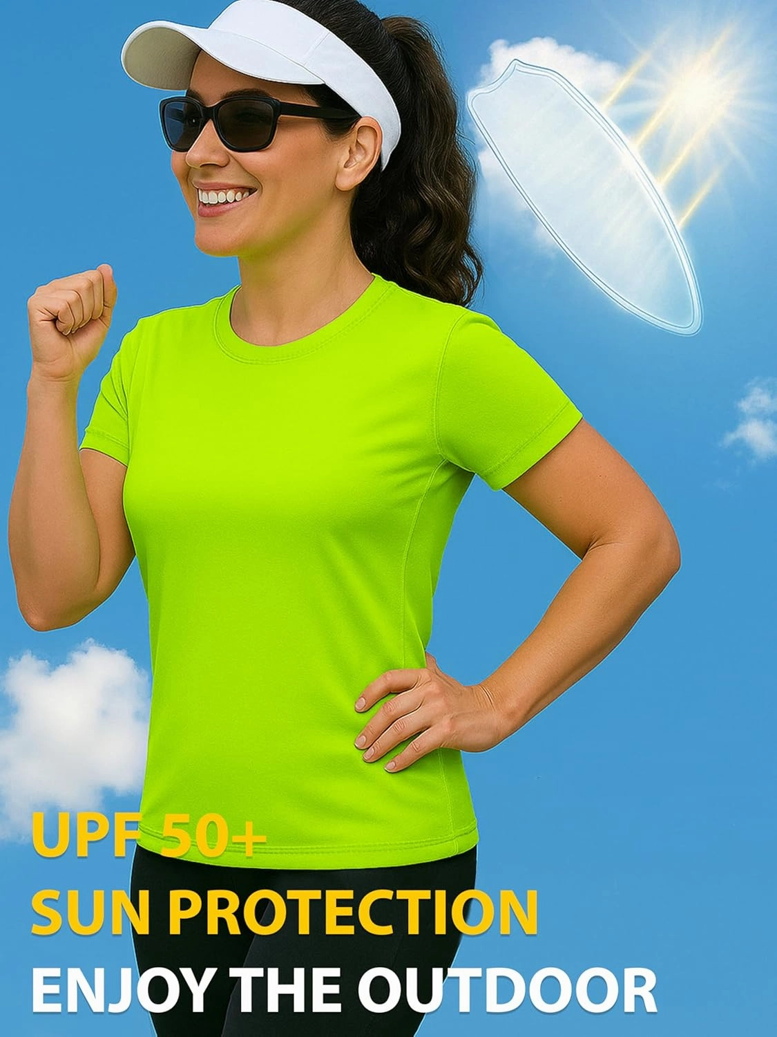 Neon Athletic Dry Fit Shirts Women Casual Short Sleeve Workout Running High Visibility Yoga Tshirt for Womens
